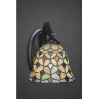 Zilo Wall Sconce Shown In Matte Black Finish With 7 Crescent Art Glass