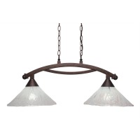 Bow 2 Light Island Light Shown In Bronze Finish With 12 Italian Ice Glass