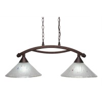 Bow 2 Light Island Light Shown In Bronze Finish With 12 Frosted Crystal Glass