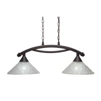 Bow 2 Light Island Light Shown In Dark Granite Finish With 12 Italian Bubble Glass