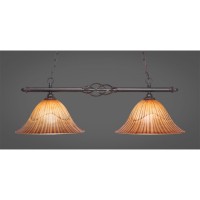 Elegant 2 Light Island Light Shown In Dark Granite Finish With 14