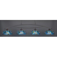 Bow 4 Light Bar Shown In Dark Granite Finish With 16 Blue Mosaic Art Glass