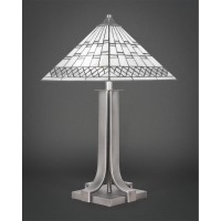 Apollo Table Lamp Shown In Graphite Finish With Square Pewter Art Glass