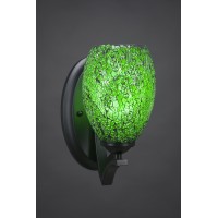 Zilo Wall Sconce Shown In Matte Black Finish With 5 Green Fusion Glass