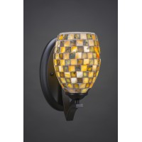 Zilo Wall Sconce Shown In Matte Black Finish With 5 Sea Haze Seashell Glass