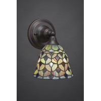 Wall Sconce Shown In Dark Granite Finish With 7 Crescent Art Glass