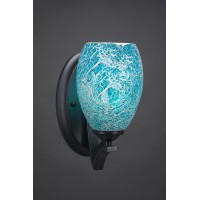 Zilo Wall Sconce Shown In Matte Black Finish With 5 Turquoise Fusion Glass