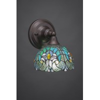 Wall Sconce Shown In Bronze Finish With 7 Turquoise Cypress Art Glass