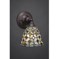 Wall Sconce Shown In Bronze Finish With 7 Crescent Art Glass