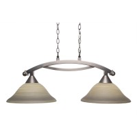 Bow 2 Light Island Light Shown In Brushed Nickel Finish With 12 Gray Linen Glass