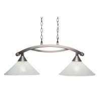 Bow 2 Light Island Light Shown In Brushed Nickel Finish With 12 Gold Ice Glass