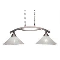 Bow 2 Light Island Light Shown In Brushed Nickel Finish With 12 Italian Ice Glass