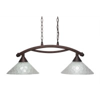 Bow 2 Light Island Light Shown In Bronze Finish With 12 Italian Bubble Glass