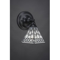 Wall Sconce Shown In Matte Black Finish With 7 Pewter Art Glass