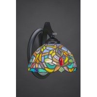 Zilo Wall Sconce Shown In Matte Black Finish With 7 Kaleidoscope Art Glass