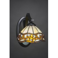 Zilo Wall Sconce Shown In Matte Black Finish With 7 Roman Jewel Art Glass