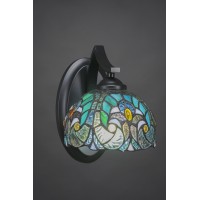 Zilo Wall Sconce Shown In Matte Black Finish With 7 Turquoise Cypress Art Glass