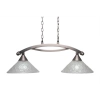 Bow 2 Light Island Light Shown In Brushed Nickel Finish With 12 Italian Bubble Glass