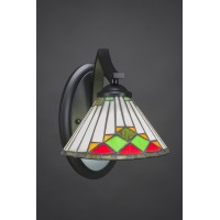 Zilo Wall Sconce Shown In Matte Black Finish With 7 Green Sunray Art Glass