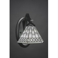 Zilo Wall Sconce Shown In Matte Black Finish With 7 Pewter Art Glass