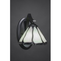 Zilo Wall Sconce Shown In Matte Black Finish With 7 Pearl & Black Flair Art Glass