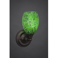 Wall Sconce Shown In Bronze Finish With 5 Green Fusion Glass