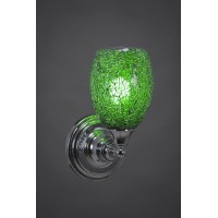 Wall Sconce Shown In Chrome Finish With 5 Green Fusion Glass