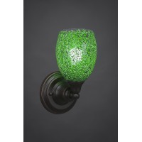 Wall Sconce Shown In Dark Granite Finish With 5 Green Fusion Glass