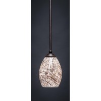 Zilo 1 Light Mini Pendant Shown In Dark Granite Finish With 5 Natural Fusion Glass