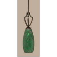 Zilo 1 Light Mini Pendant Shown In Dark Granite Finish With 5.5 Green Fusion Glass