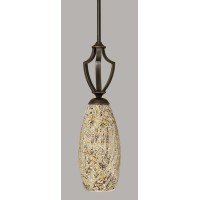 Zilo 1 Light Mini Pendant Shown In Dark Granite Finish With 5.5 Natural Fusion Glass