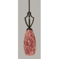 Zilo 1 Light Mini Pendant Shown In Dark Granite Finish With 5.5 Red Fusion Glass