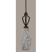 Zilo 1 Light Mini Pendant Shown In Matte Black Finish With 5.5 Black Fusion Glass