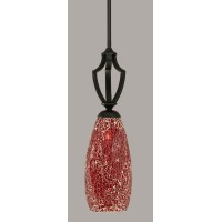 Zilo 1 Light Mini Pendant Shown In Matte Black Finish With 5.5 Red Fusion Glass