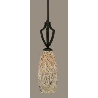 Zilo 1 Light Mini Pendant Shown In Matte Black Finish With 5.5 Natural Fusion Glass