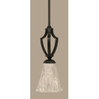 Zilo 1 Light Mini Pendant Shown In Matte Black Finish With 5.5 Fluted Italian Ice Glass