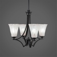 Zilo 4 Light Chandelier Shown In Matte Black Finish With 5.5