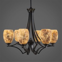 Zilo 6 Light Chandelier Shown In Matte Black Finish With 5