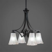 Zilo 4 Light Chandelier Shown In Matte Black Finish With 5.5