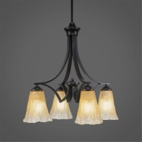 Zilo 4 Light Chandelier Shown In Matte Black Finish With 5.5