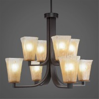 Apollo 8 Light Chandelier With Hang Straight Swivel Shown In Dark Granite Finish With 5