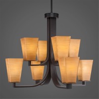 Apollo 8 Light Chandelier With Hang Straight Swivel Shown In Dark Granite Finish With 5