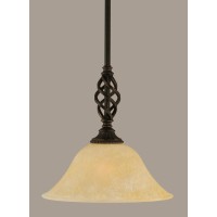 Elegante Mini Pendant With Hang Straight Swivel Shown In Dark Granite Finish With 10 Amber Marble Glass