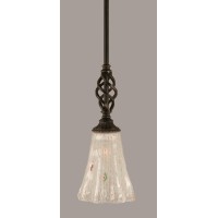 Elegante Mini Pendant With Hang Straight Swivel Shown In Dark Granite Finish With 5.5 Frosted Crystal Glass