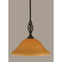 Elegante Mini Pendant With Hang Straight Swivel Shown In Dark Granite Finish With 12 Cayenne Linen Glass