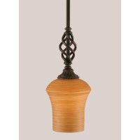 Elegante Mini Pendant With Hang Straight Swivel Shown In Dark Granite Finish With 5.5 Zilo Cayenne Linen Glass