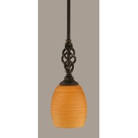 Elegante Mini Pendant With Hang Straight Swivel Shown In Dark Granite Finish With 5 Cayenne Linen Glass