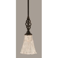 Elegante Mini Pendant With Hang Straight Swivel Shown In Dark Granite Finish With 5.5 Italian Ice Glass