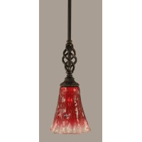 Elegante Mini Pendant With Hang Straight Swivel Shown In Dark Granite Finish With 5.5 Raspberry Crystal Glass