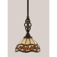 Elegante Mini Pendant With Hang Straight Swivel Shown In Dark Granite Finish With 7 Roman Jewel Art Glass